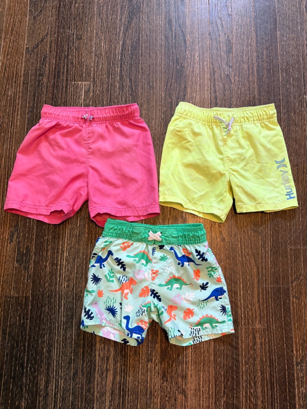 Hurley Kids Swim Trunks in Pink, Yellow & Multicolor Dino Print